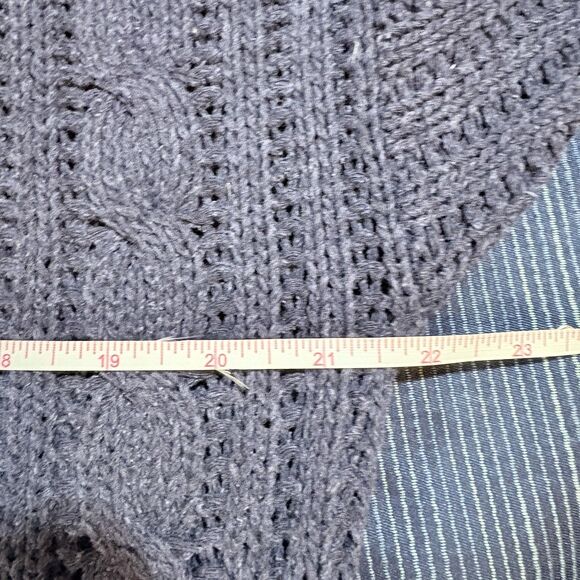 Haberdasher Sweater Women M Navy Cable Knit Silk Blend Classic Preppy Coastal - Picture 8 of 10
